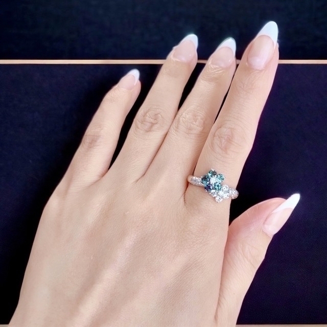 TASAKI 高品質アレキサンドライトダイヤモンドフラワーリング ソーティング