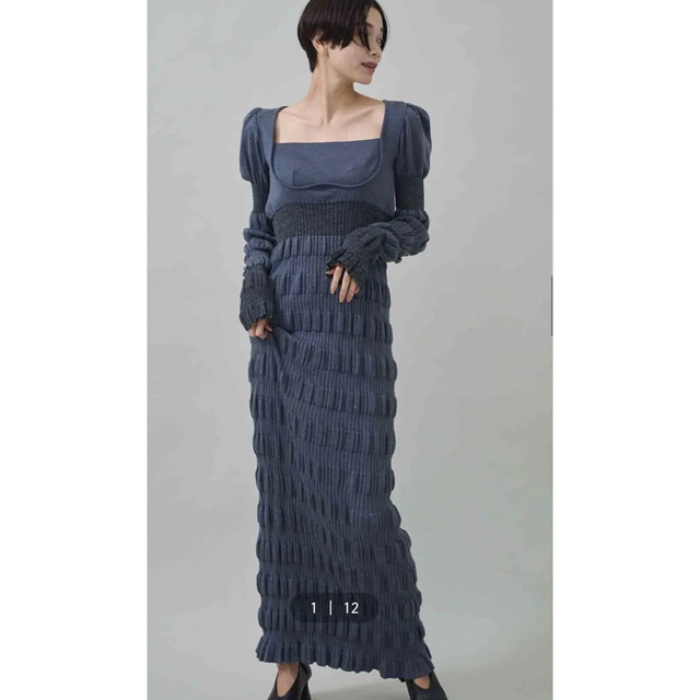 mame(マメ)のfetico  STRIPE RIB KNIT DRESS レディースのワンピース(ロングワンピース/マキシワンピース)の商品写真