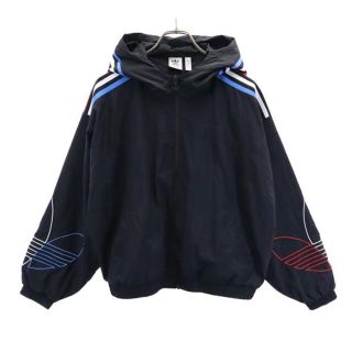 アディダス(adidas)のアディダス ナイロンジャケット OT 黒 adidas フード レディース 【中古】  【230409】(ロングコート)