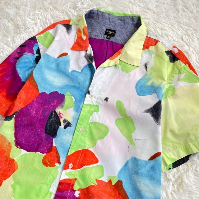 美品】ポールスミス/Paul Smith 半袖 オープンカラー シャツ 花柄 最低