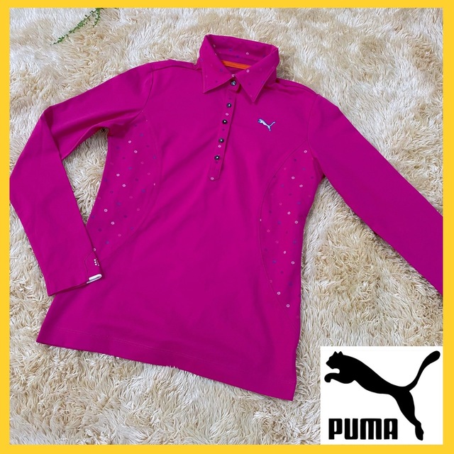 PUMA - 【美品】PUMA プーマ ゴルフ シャツ 長袖 ピンク Mサイズの通販