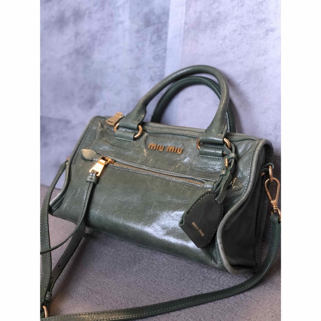 レディース miumiu グリーン ハンドバッグ 美品中古 rachael.dance