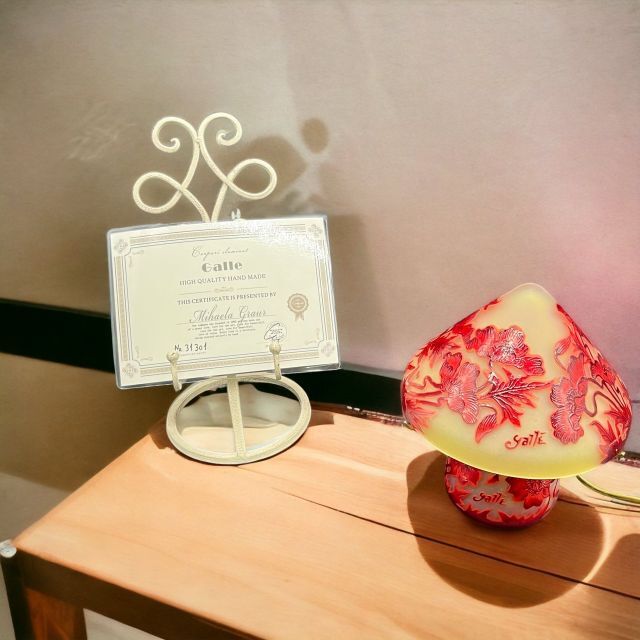 割引購入 エミールガレ 二灯ランプ 芥子紋 カメオ彫り 被せガラス 高さ