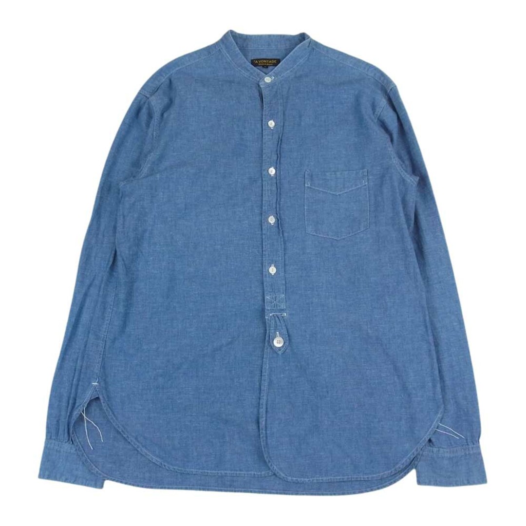 A VONTADE アボンタージ Banded Collar Shirts バンドカラー シャンブレー ワーク 長袖 シャツ インディゴブルー系 L