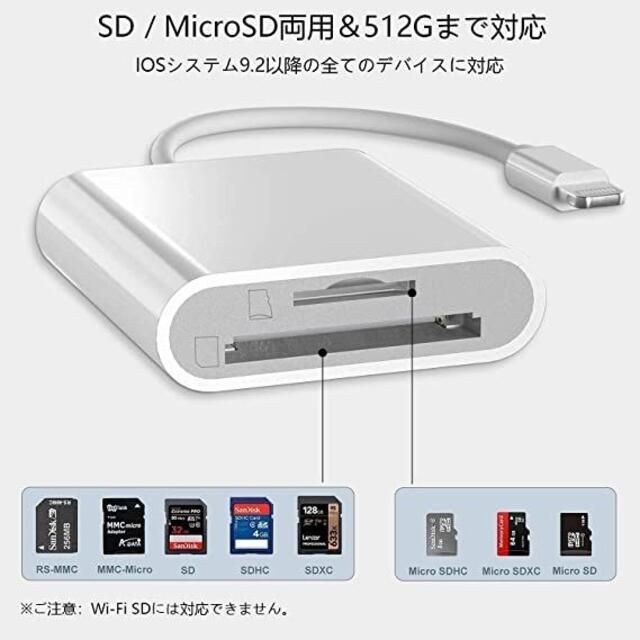 C030 iPhone iPad適用 TF/SDカードリーダー 2in1 25 スマホ/家電/カメラのスマートフォン/携帯電話(スマートフォン本体)の商品写真