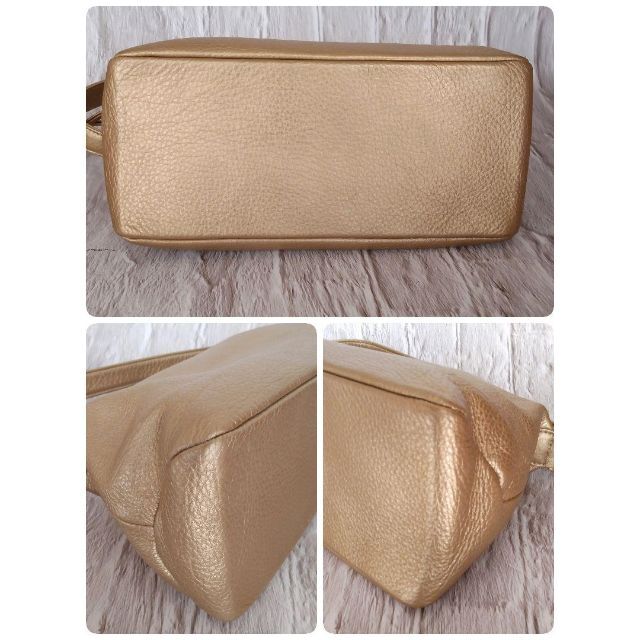 未使用級【Kitamura/キタムラ】ショルダーバッグ レザー ゴールド ミニ