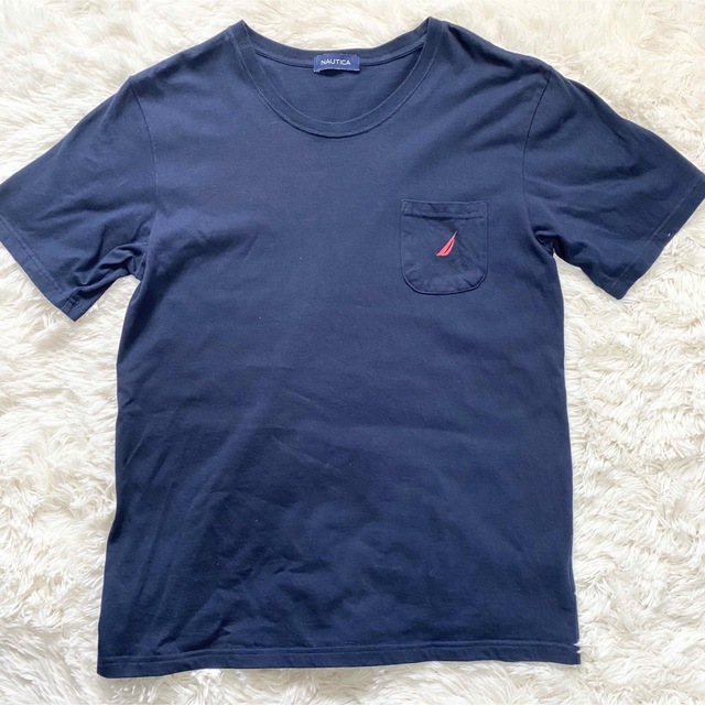 NAUTICA(ノーティカ)のNAUTICA Tシャツ　ネイビー　ワンポイント　胸ポケット　サイズL レディースのトップス(Tシャツ(半袖/袖なし))の商品写真