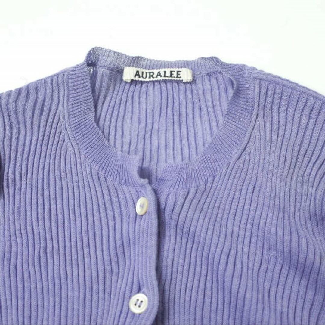 AURALEE オーラリー 18SS 日本製 WATER TWISTED RAMIE RIB KNIT CARDIGAN ウォーターツイステッドラミーリブニットカーディガン A8SC01RR 1 PURPLE トップス【AURALEE】 3