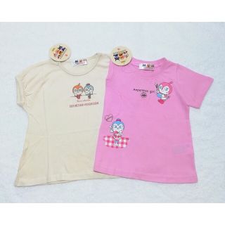 アンパンマン(アンパンマン)の新品　110cm　アンパンマン　女の子半袖Tシャツ2枚セット　ピンク×DKib(Tシャツ/カットソー)