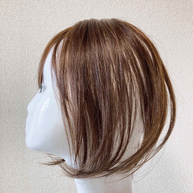 高級人毛100% 分け目自由自在 30cm ヘアピース 部分ウィッグ ブラウン