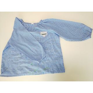 スモック 長袖 ブルー ギンガムチェック 110cm 園児服 幼稚園 保育園(その他)