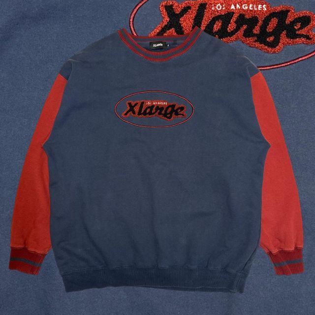 xlarge ラージ スウェット リブライン パイルロゴ ボルドーネイビー XL