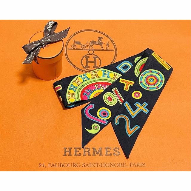 HERMES エルメス スカーフ ツイリー 24Fbg シルク100%-