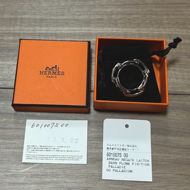 エルメス　HERMES スカーフリング90 パラディウム　カレ　新品　シルバー