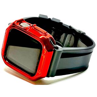 Apple Watch★レッドブラック　カスタムバンド　ケース　セット(ラバーベルト)