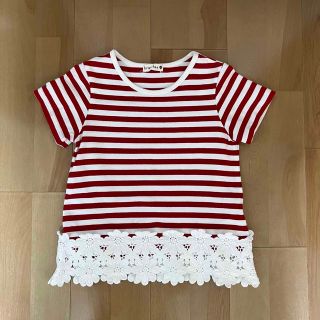 ブランシェス(Branshes)のブランシェス　お花レース　ボーダーTシャツ　120(Tシャツ/カットソー)