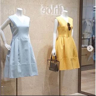 美品✨フォクシー ワンピース アシンメトリー Vネック ステッチ 日本製 38