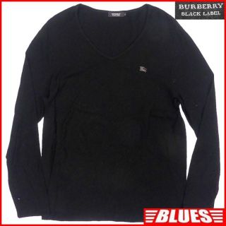 バーバリーブラックレーベル(BURBERRY BLACK LABEL)の廃盤 バーバリー シャツ XL メンズ カットソー 長袖 黒 刺繍 TY2327(Tシャツ/カットソー(七分/長袖))