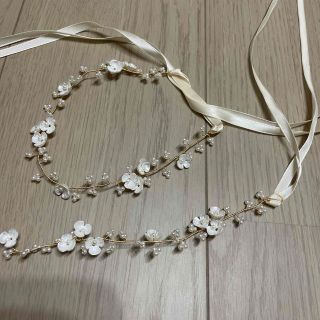 ブライダル　結婚式　ヘッドドレス　パール　ヘアアクセ　2本セット(ヘッドドレス/ドレス)