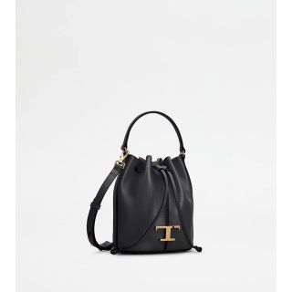 トッズ(TOD'S)のトッズ　TODS T タイムレス レザー バケット バッグ マイクロ★ブラック(ショルダーバッグ)