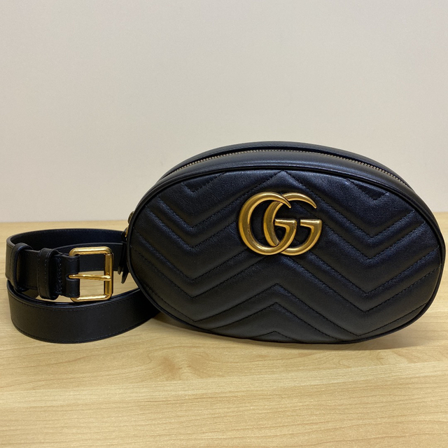 GUCCI グッチ ウエストポーチ ボディバッグ GGマーモント ブラック