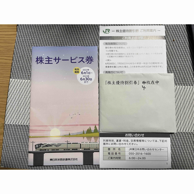 JR東日本株主優待 4枚 割引券1冊 チケット 鉄道乗車券 オンライン質屋 ...