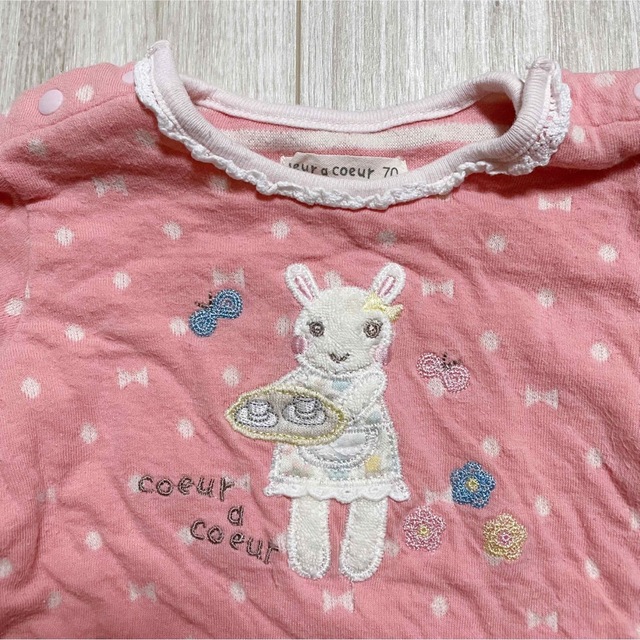 coeur a coeur(クーラクール)のcoeur a coeur   長袖シャツ  70cm  2点セット キッズ/ベビー/マタニティのベビー服(~85cm)(シャツ/カットソー)の商品写真