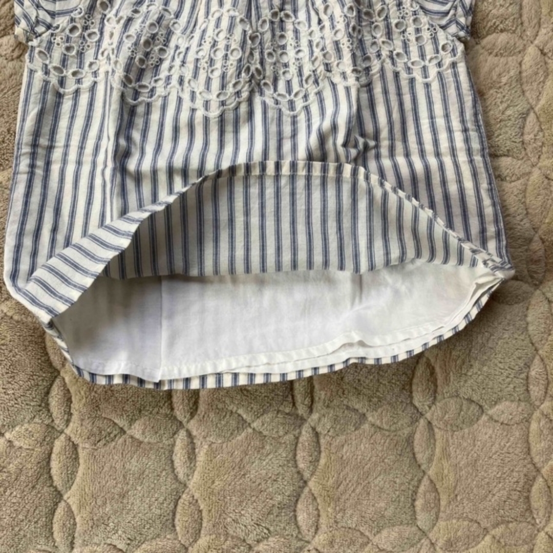 babyGAP(ベビーギャップ)の【美品】baby GAP首元ゴム　ストライプブラウス　半袖　80cm キッズ/ベビー/マタニティのベビー服(~85cm)(シャツ/カットソー)の商品写真