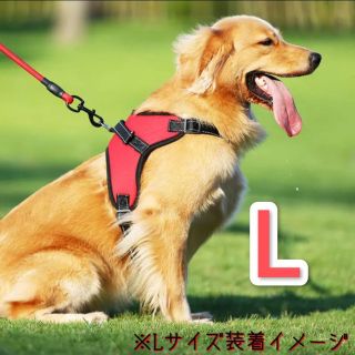 ☆最安値☆【Lサイズ】ハーネス 犬用品 レッド 赤 犬服 ペット服 簡単着脱(リード/首輪)