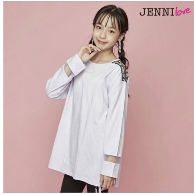 JENNI(ジェニィ)の140cm ジェニィラブロング丈肩あきロゴテープロンT 新品　上代2530 キッズ/ベビー/マタニティのキッズ服女の子用(90cm~)(Tシャツ/カットソー)の商品写真