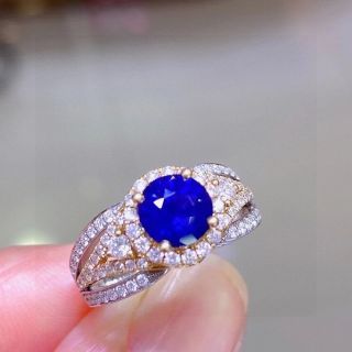 【高級】 ブルーサファイア  リング k18 1.29ct(リング(指輪))