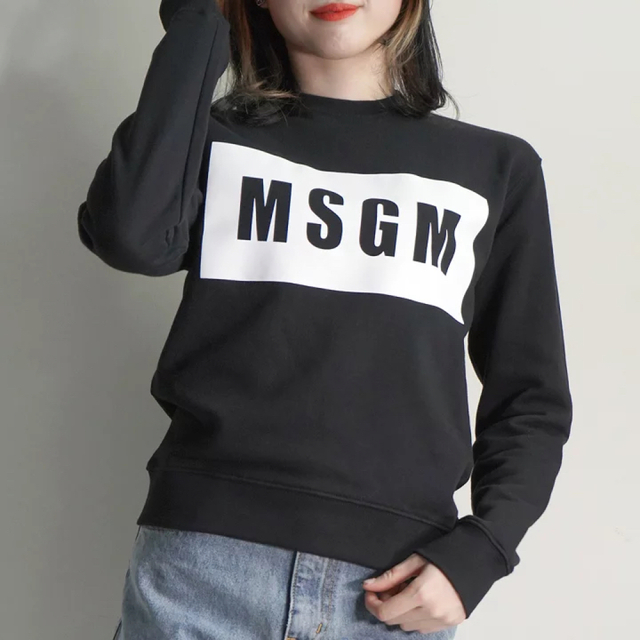 新品未使用 エムエスジーエム MSGM スウェット ボックスロゴ Black S