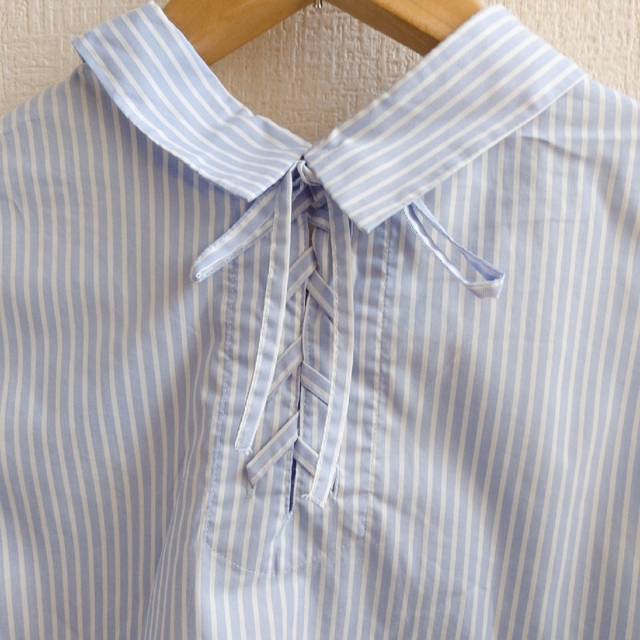 GU(ジーユー)のGU ストライプ半袖ブラウス レディースのトップス(シャツ/ブラウス(半袖/袖なし))の商品写真