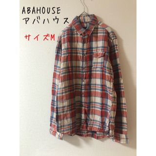 アバハウス(ABAHOUSE)のABAHOUSE アバハウス  麻混　メンズチェックシャツ　2(シャツ)