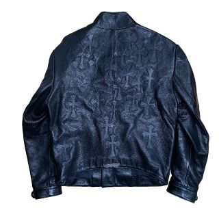 クロムハーツ(Chrome Hearts)のクロムハーツ　ライダースジャケット　レーシング　クロスパッチ　CH037(レザージャケット)