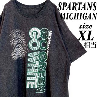 Tシャツ オーバーサイズ NCAA ミシガン大学 スパルタンズ グレー デカロゴ(Tシャツ/カットソー(半袖/袖なし))