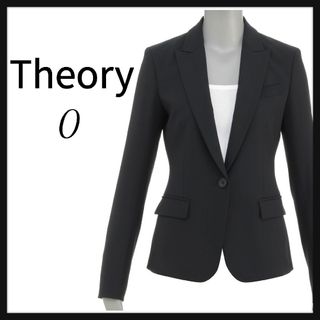 セオリー(theory)の◆定価42,000円　Theoryセオリー　テーラードジャケット　黒　サイズ0◆(テーラードジャケット)