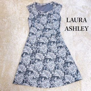 ローラアシュレイ(LAURA ASHLEY)の美品✨ ローラアシュレイ ひざ丈ワンピース 刺繍 花柄  春夏 総柄 Aライン(ひざ丈ワンピース)