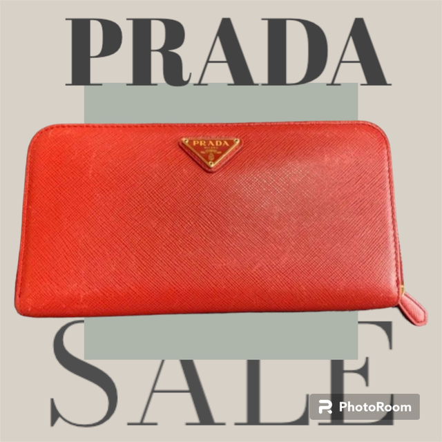 【本日限定価格】PRADA 正規品 サフィアーノ レッド 長財布財布