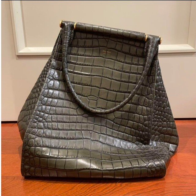 Max Mara - MaxMara A4可 アニータ クロコ型押しレザー ハンドバッグの