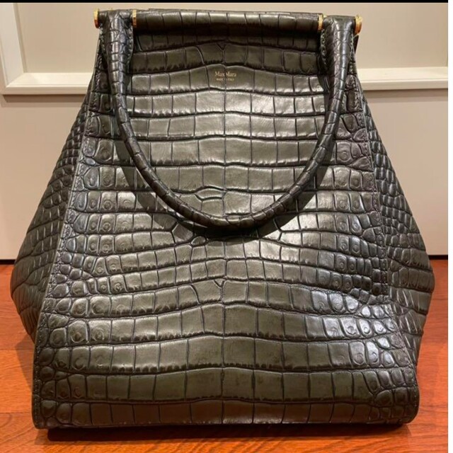 Max Mara - MaxMara A4可 アニータ クロコ型押しレザー ハンドバッグの