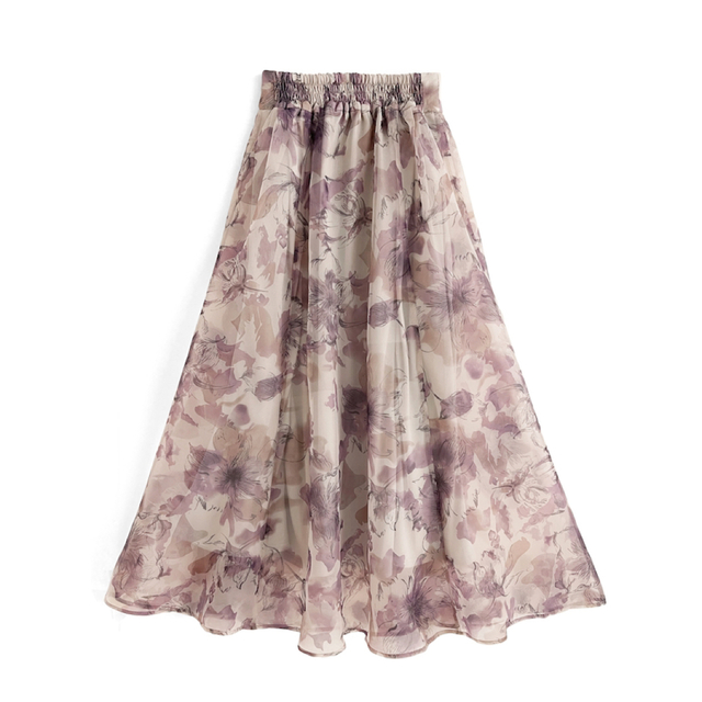 GRL(グレイル)の花柄オーガンジーフレアスカート　GRL レディースのスカート(ロングスカート)の商品写真