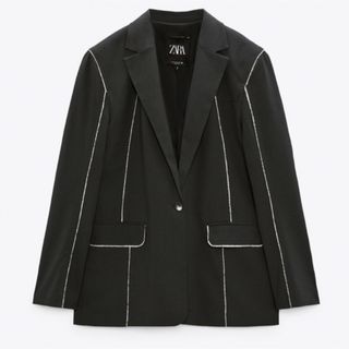 ザラ(ZARA)のZARA ロングストレートブレザー　ブルーグレー　xs(テーラードジャケット)