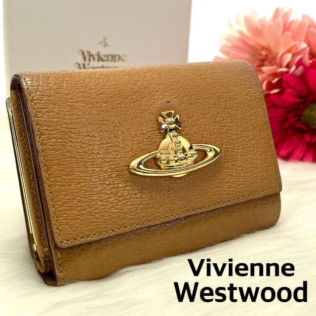 ヴィヴィアンウエストウッド 三つ折財布 がま口 レザー ゴールド金具 オーブロゴ | フリマアプリ ラクマ
