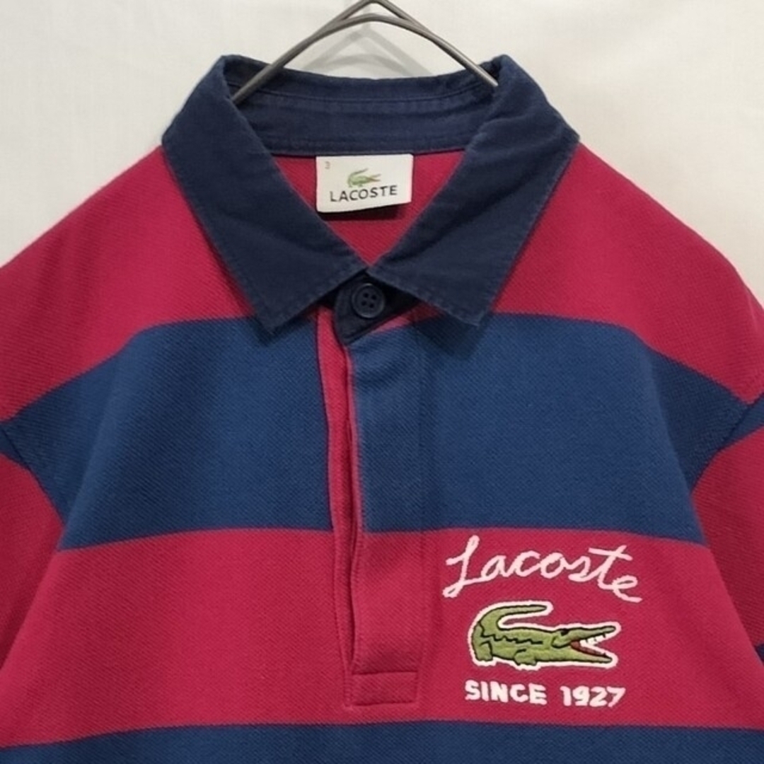 LACOSTE - 【希少!】ラコステ デカ ワニ刺繍 ラガーシャツ ポロシャツ