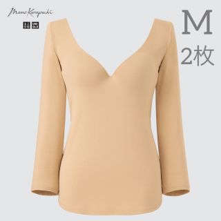 ユニクロ(UNIQLO)のユニクロ　エアリズムコットンブラTシャツ　マメクロゴウチ　インナー　ブラ付き(Tシャツ(長袖/七分))