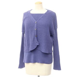 【中古】ミラ オーウェン Mila Owen コットンナイロン キャミソール付き ニット カーディガン パープルブルー系【サイズ表記0】【レディース】(カーディガン)