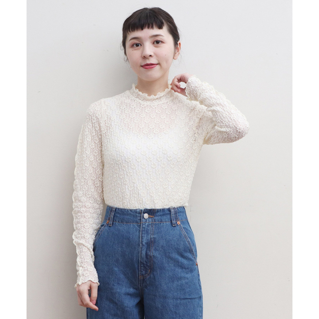 Dot&Stripes CHILDWOMAN(ドットアンドストライプスチャイルドウーマン)のdot&stripes child woman ラッセルレースメローハイネック レディースのトップス(シャツ/ブラウス(長袖/七分))の商品写真