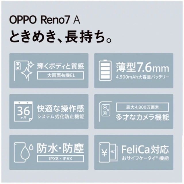 【新品未開封】OPPO Reno 7A ドリームブルー 標準セットopporeno7a
