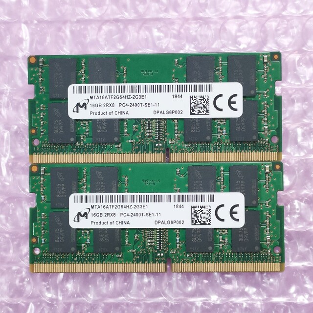【動作確認済】Micron DDR4-2400メモリ 32GB（16GB×2）②12V